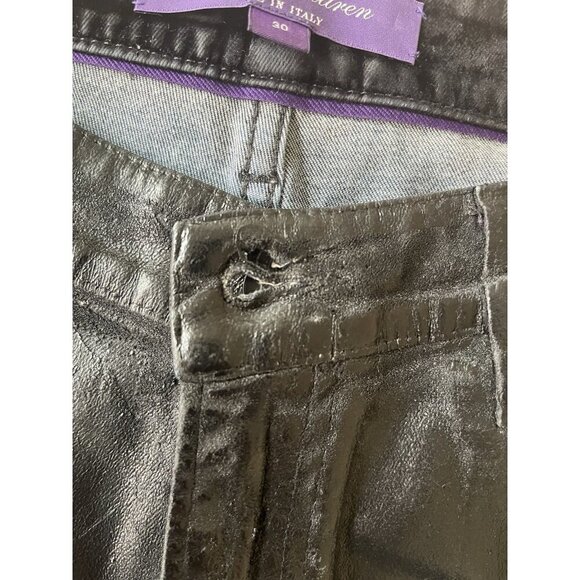 Ralph Lauren Purple Label Women's Coated Slim Fit Jeans - Size 30 - BLACK - Picture 14 of 15